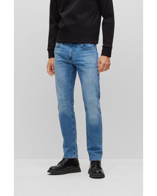 BOSS by HUGO BOSS Regular-fit Jeans In Blue Italian Cashmere-touch ...