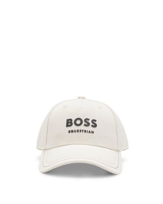 Boss White Equestrian Five-panel Cap With Logo Details