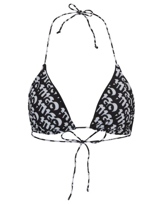 HUGO Black Triangel-Bikinitop mit Logo-Print