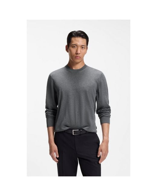 Boss Gray Merino-Wool Sweater for men