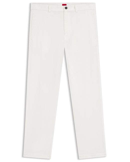 HUGO Slim-Fit Broek Van Katoenen Gabardine Met Stretch in het White voor heren