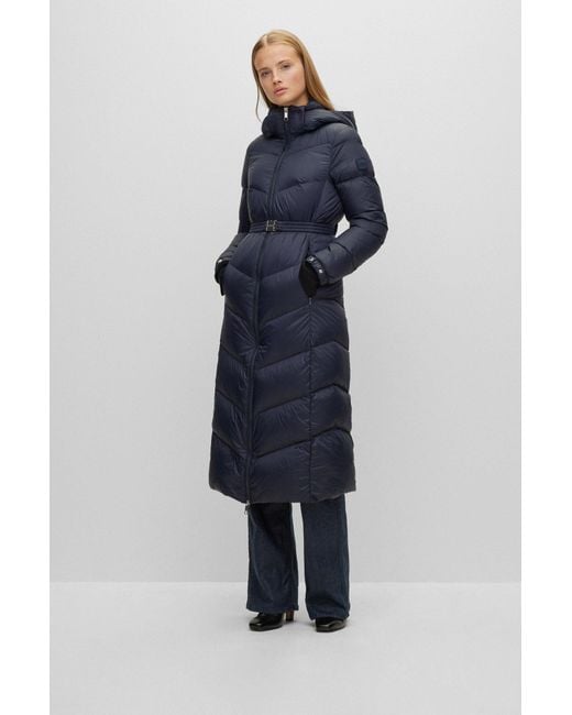 Boss Blue Slim-fit Puffer Jacket In Water-repellent Fabric