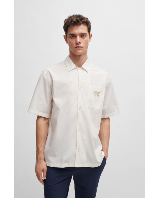 Boss White X Shohei Ohtani Relaxed-fit Cotton-poplin Shirt for men