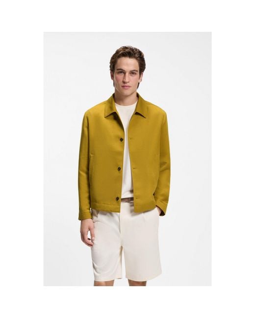 Boss Yellow Regular-Fit Jacket With Micro Pattern for men