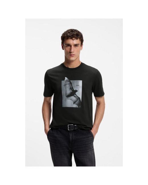 Boss Black Cotton-Jersey T-Shirt With Graphic Artwork for men