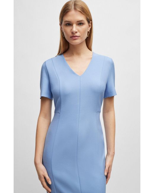 Boss Blue Slim-Fit Business-Kleid aus Stretch-Gewebe