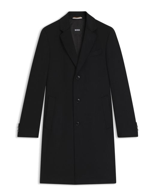 Boss Slim-Fit Mantel Aus Woll-Mix Mit Kaschmir in Black für Herren