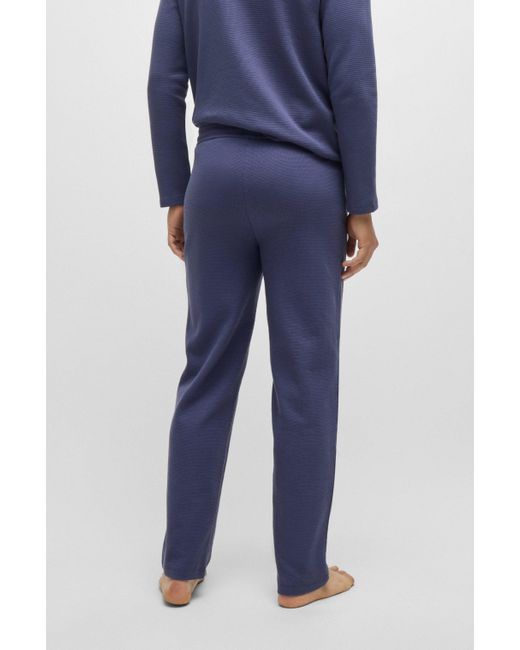 Bas de pyjama en coton mélangé à logo brodé Boss pour homme en coloris Blue