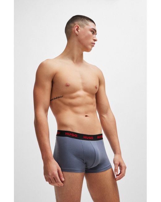 HUGO Multicolor Three-pack Of Logo-waistband Trunks In Stretch Cotton for men
