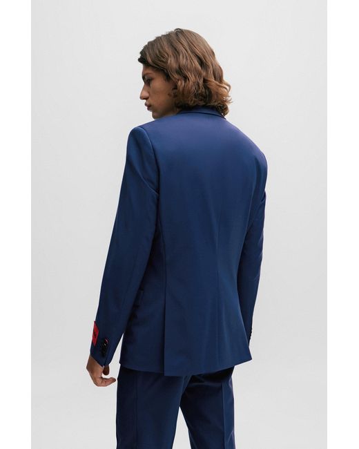 HUGO Blue Slim-fit Suit In A Performance-stretch Wool Blend for men