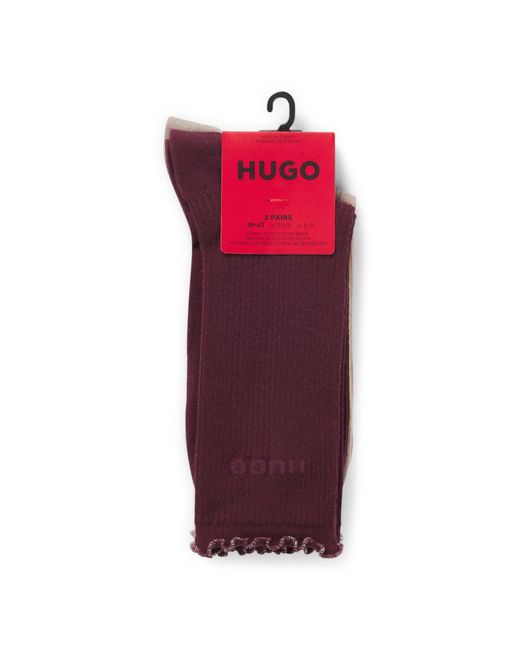 HUGO Purple Two-Pack Of Regular-Length Socks With Lettuce Cuff