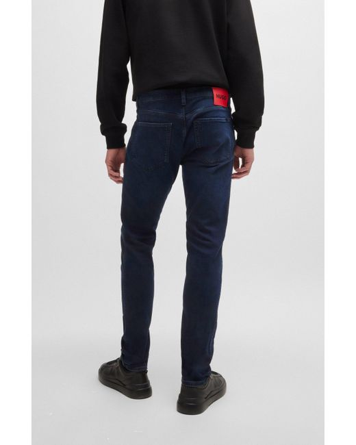 HUGO Extra-slim-fit Jeans In Blue-black Stretch Denim for men