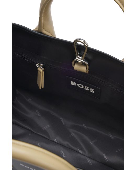 Boss Black Zweifarbige Tote Bag aus Kunstleder mit charakteristischen Details