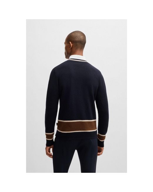 Boss Blue Equestrian V-Neck Sweater for men