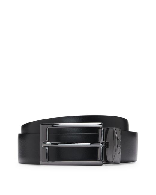 HUGO Omkeerbare Leren Riem Met Logolus in het Black voor heren