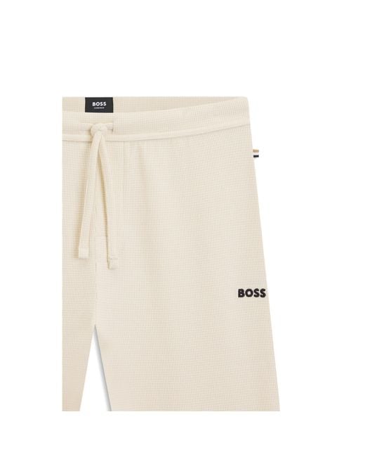 Boss Natural Cotton-Blend Pyjama Bottoms With Embroidered Logo for men