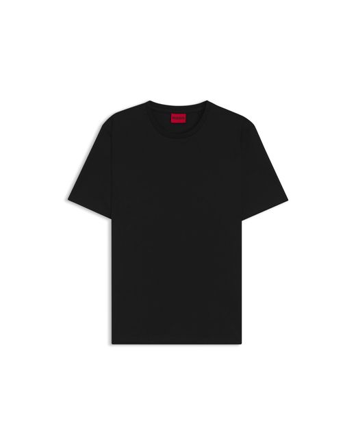 HUGO Black Slim-Fit T-Shirt With Mercerised Cotton for men