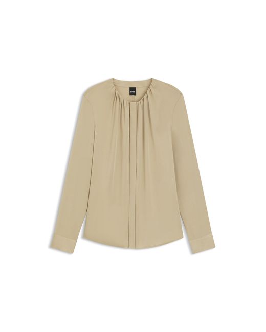 Boss Natural Collarless Regular-Fit Blouse