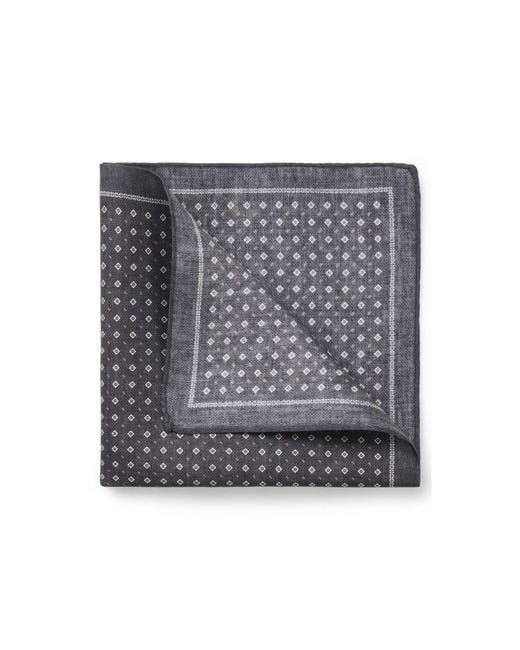 Boss Gray One Silk Pocket Square With Printed Pattern for men
