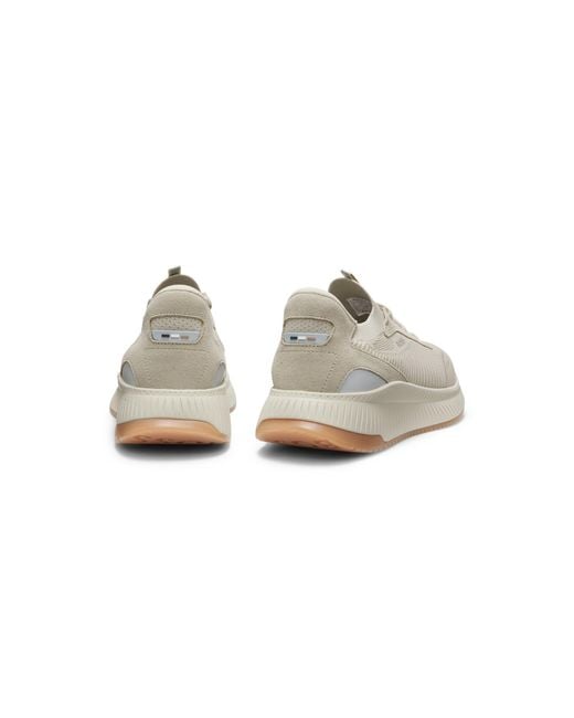 Boss White Ttnm Evo Trainers With Knitted Uppers And Suede Trims for men