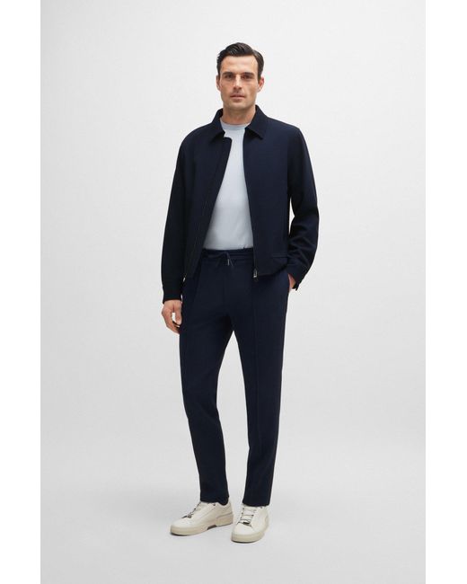 Boss Blue Slim-fit Trousers In Stretch Virgin Wool for men
