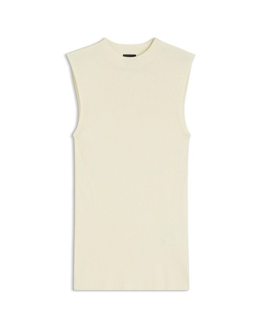 Boss Natural Ribbed-Knit Top With Mock Neckline