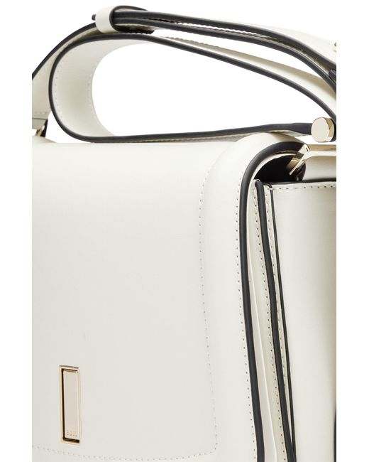 Boss White Leather Saddle Bag With Branded Hardware