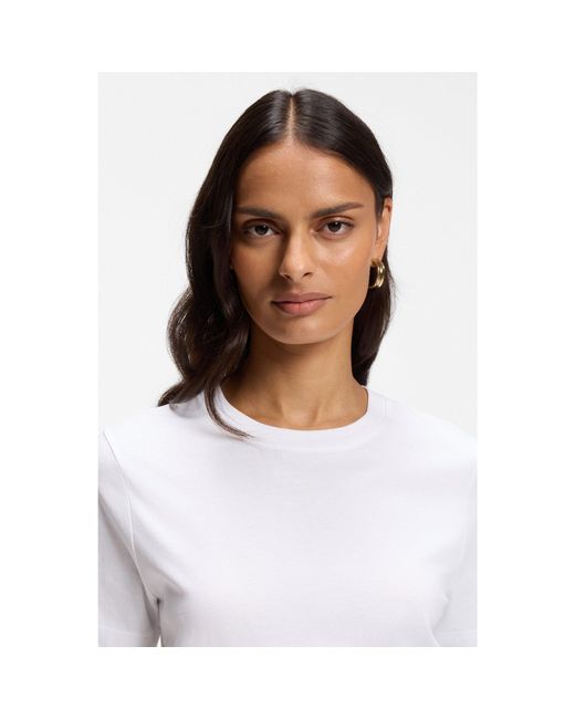 Boss White Premium Cotton T-Shirt With A Loose Fit