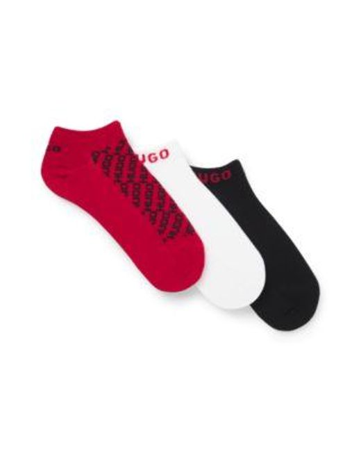 Lot De Trois Paires De Chaussettes Basses Avec Détails Logotés HUGO en coloris Red