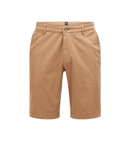 BOSS by HUGO BOSS Slim-fit Shorts In Stretch-cotton Twill in Pink for Men