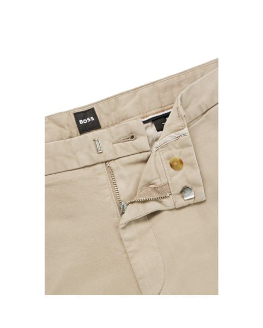 Boss Natural Slim-fit Chinos In Stretch-cotton Gabardine for men