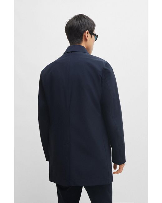 Manteau Regular Fit boutonné en matière stretch Boss pour homme en coloris Blue