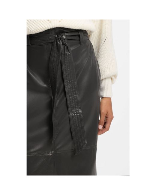 Boss Black Long-Length Faux-Leather Pencil Skirt With Tie Belt