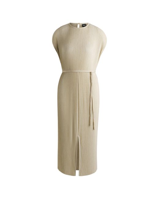 Boss Natural Belted Sleeveless Dress