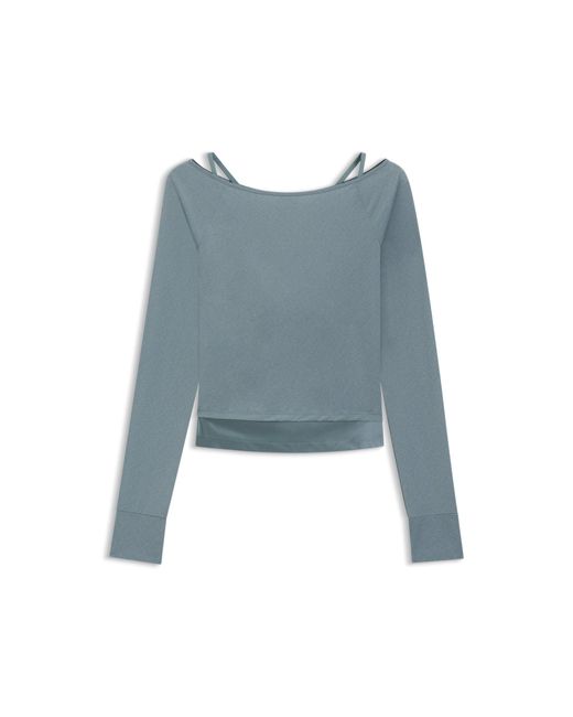 Boss Blue Active Burnout-Fabric Top With Shiny Underlayer