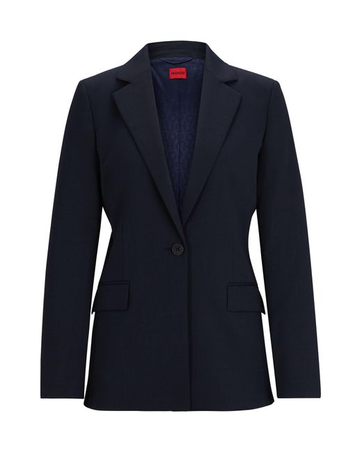 HUGO Blue Regular-fit Jacket With Notch Lapels