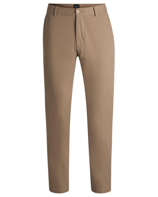 Boss Modern-Fit Broek Van Een Katoenmix Met Stretch in het Natural voor heren