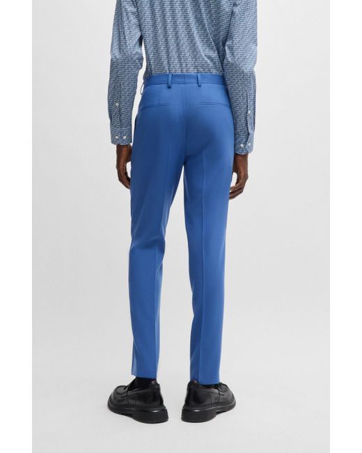 HUGO Blue Slim-fit Trousers In Performance-stretch Fabric for men