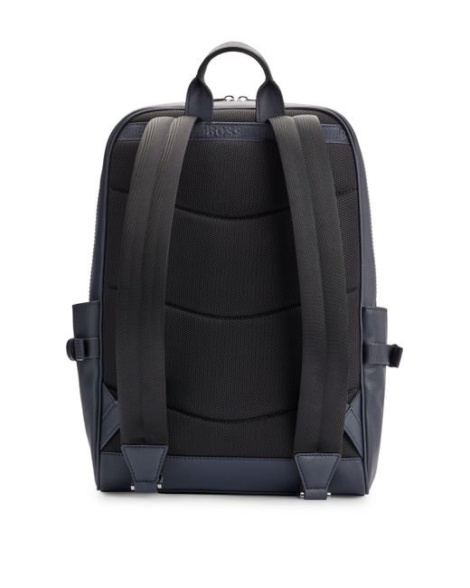 Boss Blue Backpack With Signature Stripe And Logo Detail for men