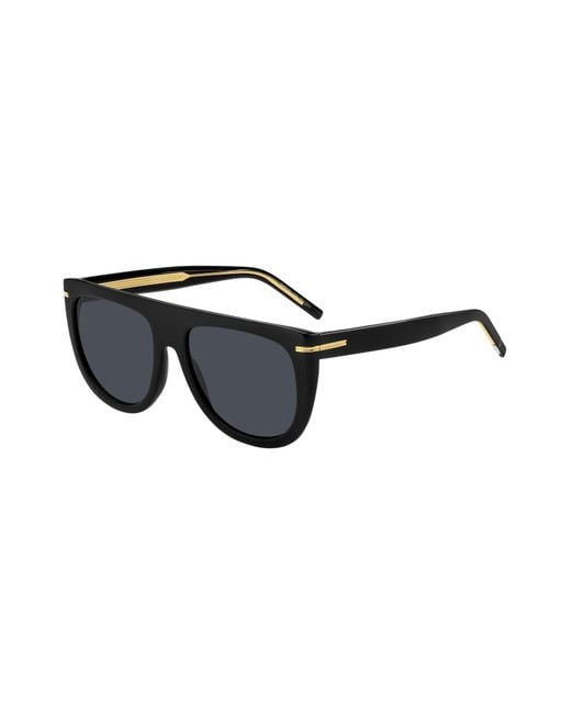 Boss Black-acetate Sunglasses With Gold-tone Hardware