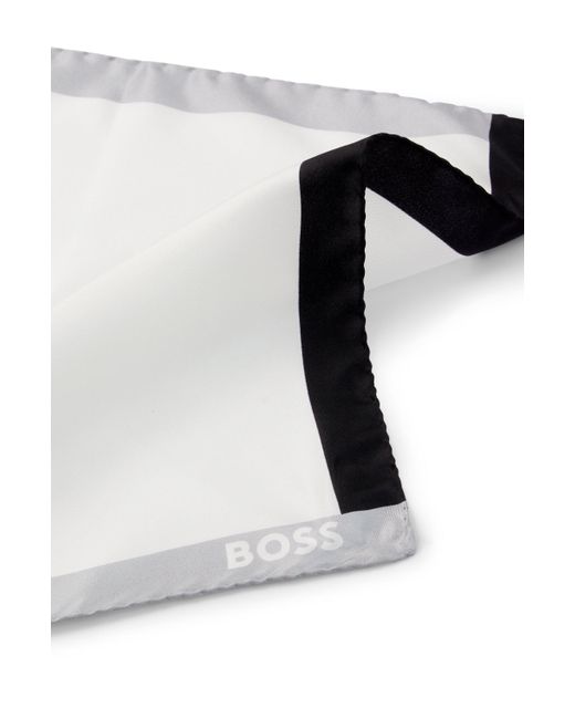 Boss Silk pocket square with branding and printed border in White für Herren