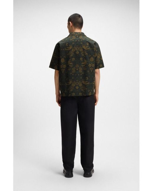 HUGO Oversized-Fit Overhemd Van Katoenen Popeline Met Print in het Black voor heren