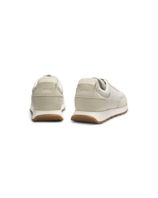 HUGO White Running-Inspired Trainers With Monogram-Jacquard Uppers for men