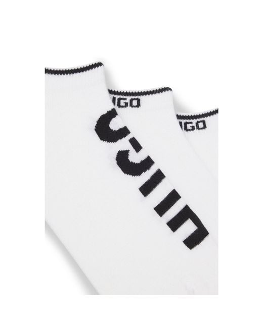 HUGO White Three-Pack Of Ankle Socks With Logos for men