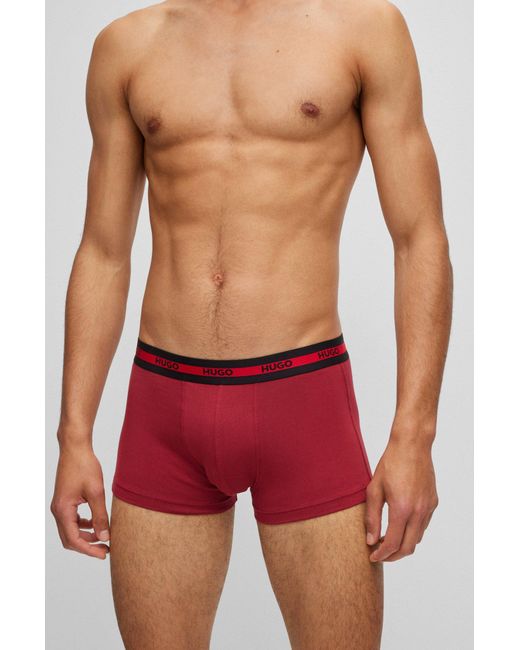 BOSS - Two-pack of stretch-cotton trunks with logo waistbands