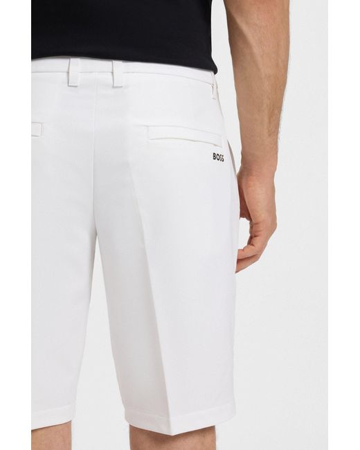 Boss Slim-Fit Shorts Aus Wasserabweisendem Stretch-Gewebe in White für Herren