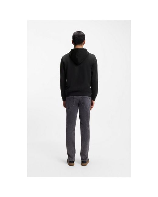 Boss Black Cotton-Terry Hoodie With Logo Patch for men