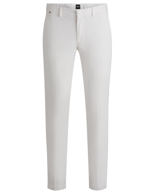 Chino Slim en gabardine de coton stretch Boss pour homme en coloris White