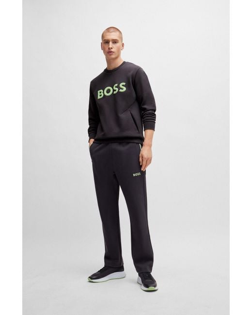 Boss Sweatshirt aus Baumwoll-Mix mit erhabenem 3D-Logo in Black für Herren