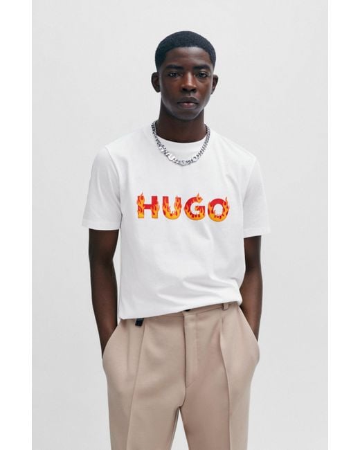 HUGO T-Shirt DANDA Regular Fit in White für Herren
